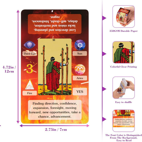 BWTY Tarot Cards Set with Guide Book and 7 Chakra Cards, Learning Tarot Deck for Beginners