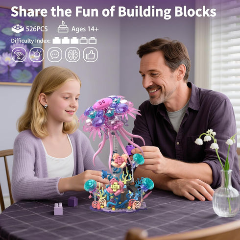 526 Set Enchanted Jellyfish Building Kit with Halloween & Christmas Festive Vibes, Pcs Underwater Creature Building