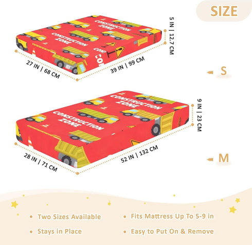 CZXW 52" 28" Construction Zone Vehicles Crib Sheets Fitted x Natural Cotton Soft & Breathable for Baby Crib Mattress