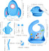 7 Pieces Silicone Baby Feeding Set, Food-Grade Astronaut Theme, Suction Plate, Bowl, Spoon, Fork, Bib, Cup for 6+