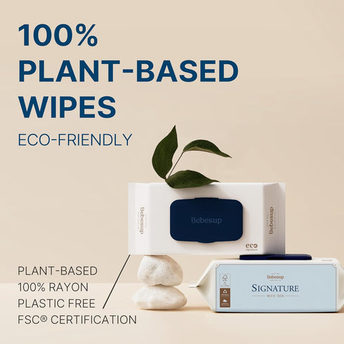 #1 100% 99% 560 Count (8 Packs) BEBESUP- Koreas Signature Eco Baby Wipes- Plant-Based Drinkable Water-Based Unscented