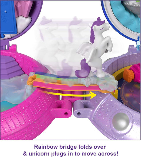 Polly Pocket Dolls and Accessories, Compact with 2 Micro Dolls, 15 Toy Pieces, and 1 Fashion Piece for Double Play Space
