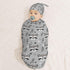 Sets Cute Raccoon Doodle Gray Newborn Swaddle Blankets Hat Soft Baby Receiving Blanket Swaddle Sack for Baby Shower