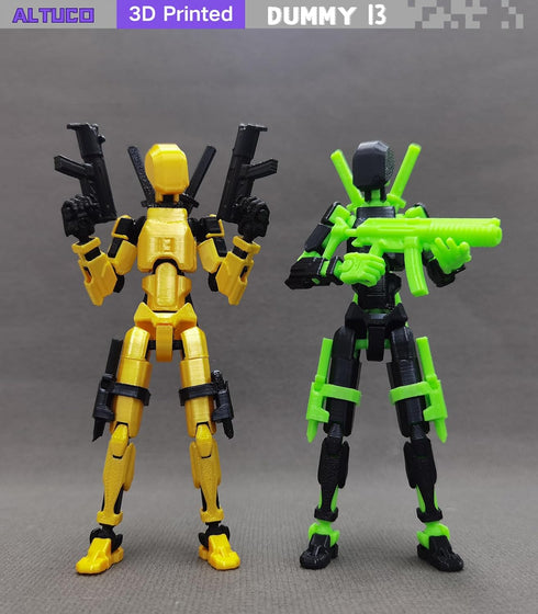 (Assembly Completed) 5.5 Inch 3D Printed T13 Action Figure with Multiple Accessories, Multi-Jointed Movable Black Dummy