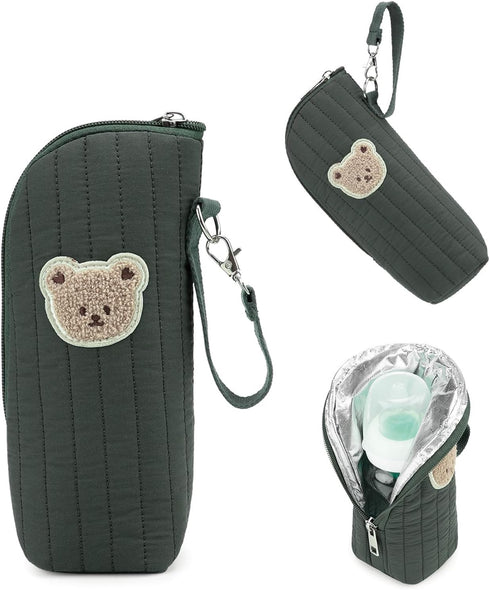 Generic Cute Bear Portable Thermal Bottle Bag with Handle Aluminum Foil Hanging Insulation
