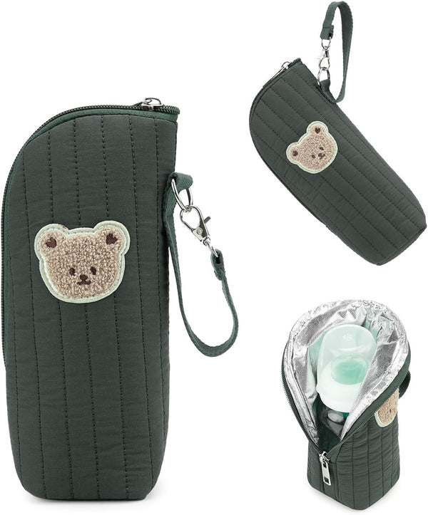 Generic Cute Bear Portable Thermal Bottle Bag with Handle Aluminum Foil Hanging Insulation