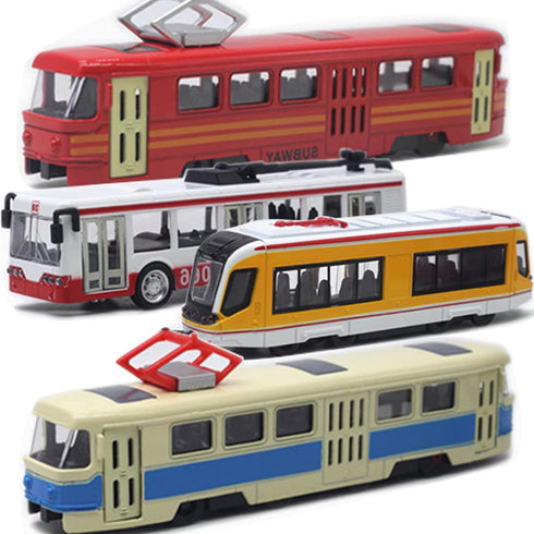 OTONOPI Toy Train Set - Subway Bullet Train High Speed Locomotive Engine Die Cast Model Car for Kids, Pack of 4