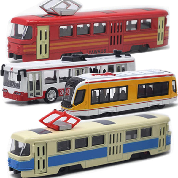 OTONOPI Toy Train Set - Subway Bullet Train High Speed Locomotive Engine Die Cast Model Car for Kids, Pack of 4