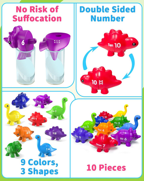 3-5, 3 4 5 Number Dinosaur Toys for Kids Montessori Educational Toys for Year Old Boy Girl Gifts, Preschool Learning