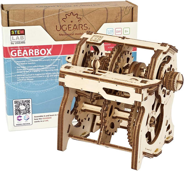 UGEARS STEM Gearbox Model Kit - Creative Wooden Model Kits for Adults, Teens & Children, DIY Mechanical Science