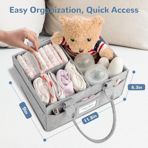 PaoveFor Essetials 11.8 6.3 9.0 inch Diaper Caddy Organizer, Newborn Must Haves, Baby Registry Search and Other Baby