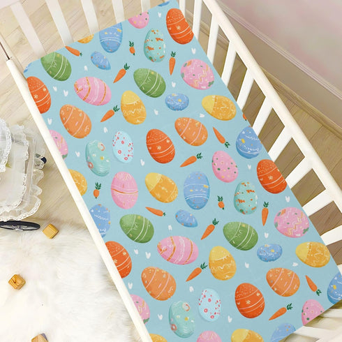 Pigsaly 27x39 Inch Crib Sheets Carrots Colorful Easter Eggs Baby Sheet for Standard Crib Mattress Boys Girls Toddler