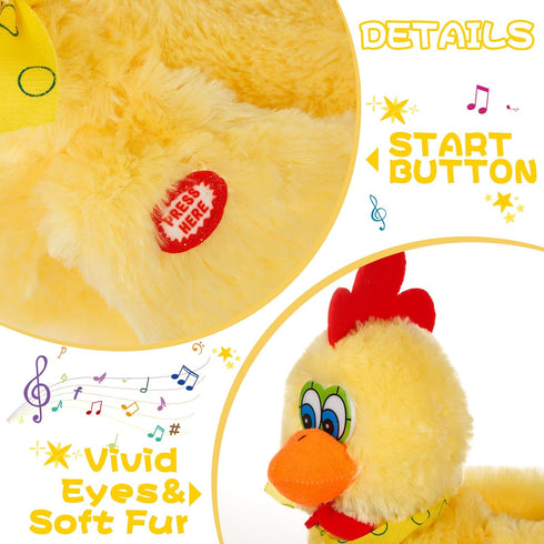 Electric Chicken Stuffed Animal Toy | Dancing Chicken Plush Toy with Sound and Music
