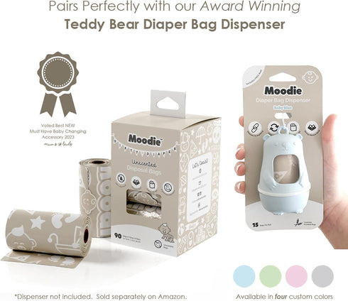 (90 (6 9 13in) Disposable Diaper Bags BAGS in TOTAL) | NON-SCENTED Dirty Diaper Disposal Baggies Refill Rolls x | Leak