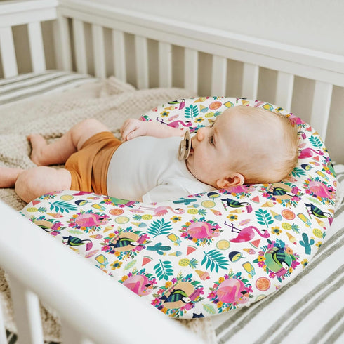 Summer Pink Flamingo Toucan Tropical Fruits Baby Nursing Pillow Covers for Boy Girl Colorful Birds Leaves Nursing