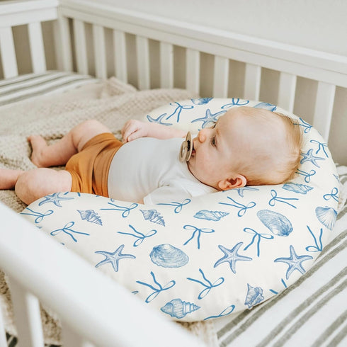 Summer Conches Bows Sea Baby Nursing Pillow Covers for Boy Girl Ocean Seashells Beach Nursery Feeding Pillowcase