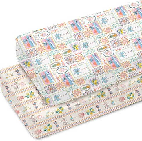 Bright Summer Beach Girly Baby Crib Sheets for Girl 52x28In Tropical Lemon