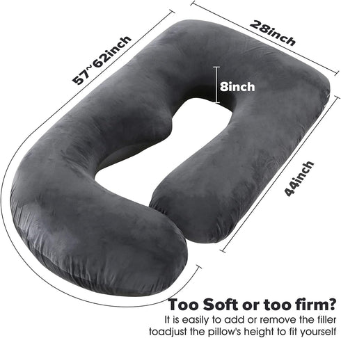 Elover 57" U-Shaped Full Body Pregnancy Pillow for Sleeping Maternity Pillow with Removable Cover, Support for Back