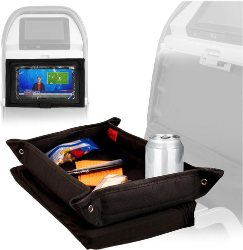 Lusso Gear Tray Table Cover with Pockets, Airplane Travel Essentials for Kids & Adults - Black