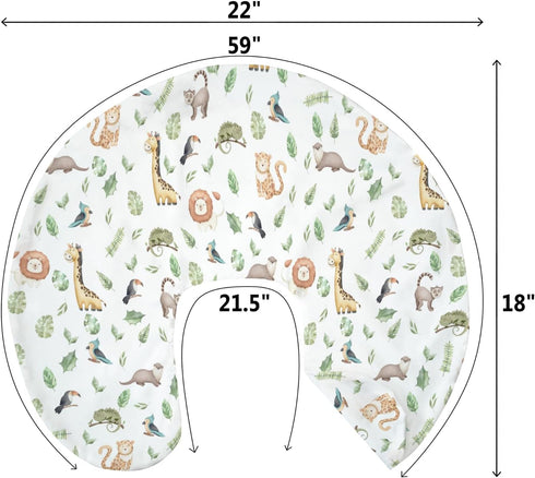 Watercolor Brazilian Animals Baby Nursing Pillow Covers for Boy Girl Jungle Animal Tropical Leaves Nursery Pillowcase