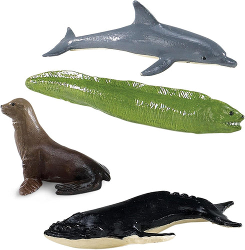 12 3+ Safari Ltd. Ocean TOOB - Mini Figurines: Sea Lion, Eagle Ray, Starfish, Turtle, Penguin, Octopus, Whales, Moray