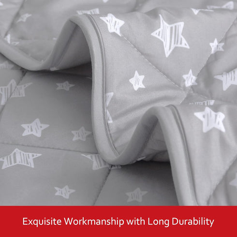 Baby Comforter for Boys and Girls, Quilted Grey Star Print, Ultra Soft Down Alternative, 39x47 Inches
