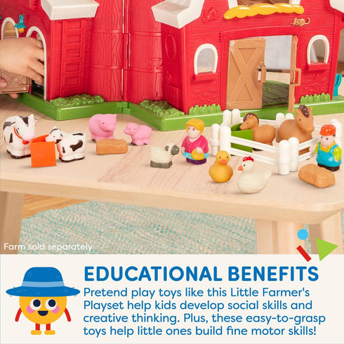 Battat Farm Animal Play Set - 25 Toy Farm Animals, Fences, Farmers, Tractor, Trailer & More for Toddlers