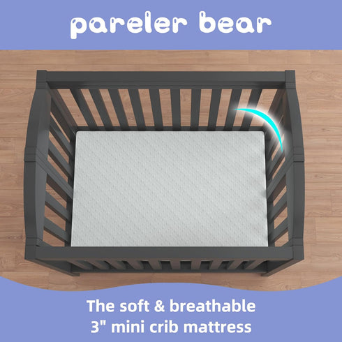 3"x24"x38" 38" Lx24 Mini Mattress, W Premium Foam Mattress, Waterproof Soft Breathable Outer Cover, White