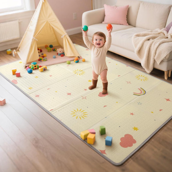 Mallify Extra Large Foldable Play Mat, Reversible Baby Play Mat with Edge
