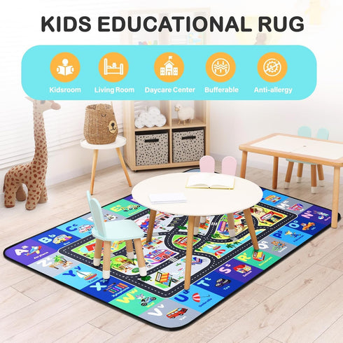 Diysani 3x5 (0.4in) ABC Rug, Toddler Play Rug Feet, Extra Thick Washable Baby Play Mat for Floor, Classroom Carpet