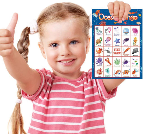 Ocean Bingo Game for 24 Players, Under Sea Party Game Supplies