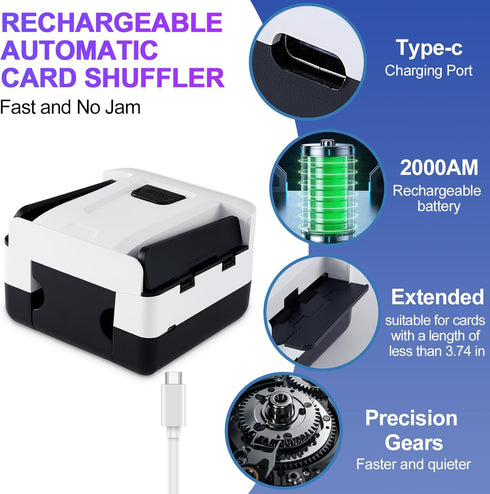 FEIERYA Automatic Card Shuffler,Electric Poker Shuffler,Playing Card Shuffler for Home Card Game,Travel