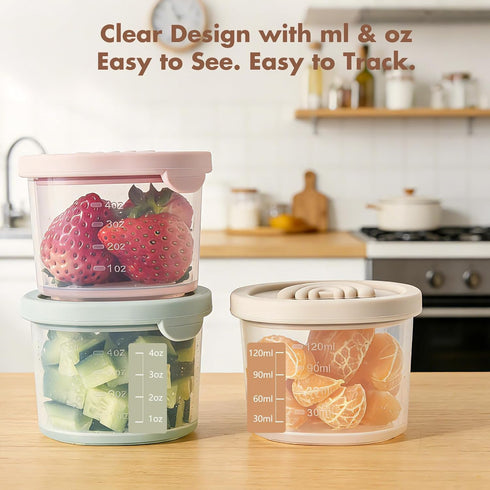4oz 8PK Baby Food Containers with Lids Silicone Baby Food Storage Containers for Infants & Toddlers, Leakproof