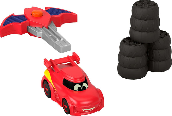 Fisher-Price DC Batwheels 1:55 Scale Toy Race Car, Redbird Launching Vehicle with Crash Accessories for Ages 3+