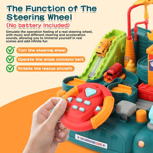 2026 3 4 5 6 3-5 Upgraded Car Adventure Toy for Year Old Boys Girls, Race Track Toy with Steering Wheel & Sound