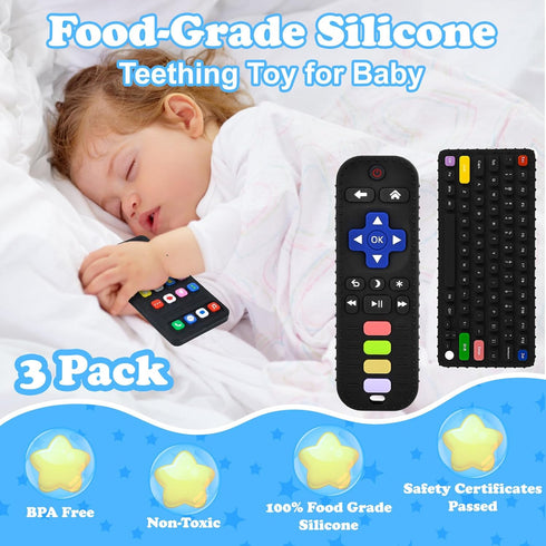 GUIGUZHJ 3-6 12 Teether Toys, Teething Relief Teethers Toys for Babies Months, Play Phone Remote Control Keyboard Toy