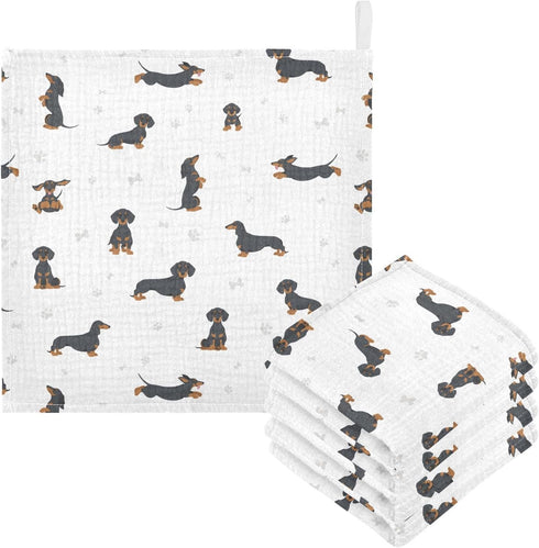 vvfelixl Baby Cotton Washcloths Black Dachshund Infants Bath Towel for Unisex Face