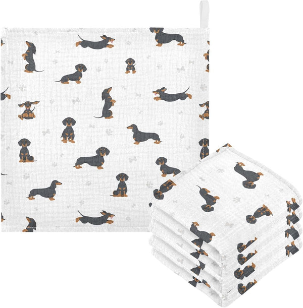 vvfelixl Baby Cotton Washcloths Black Dachshund Infants Bath Towel for Unisex Face