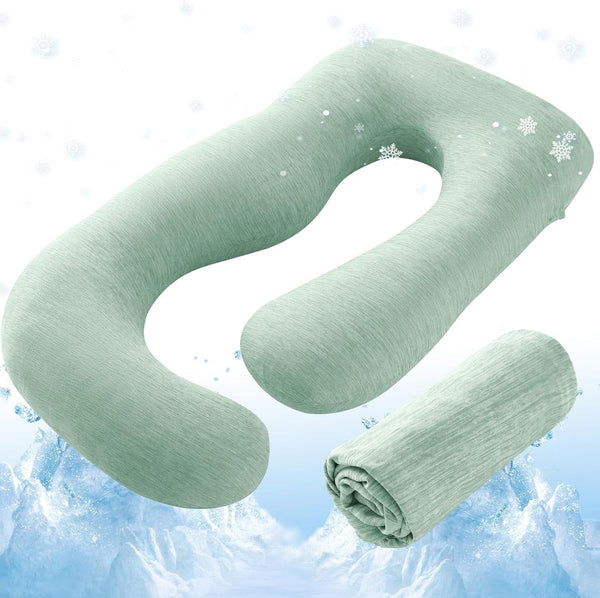 Sasttie Cooling Pregnancy Pillow Cover, 57-inch U Shaped Pregnancy Pillow Case, Fits