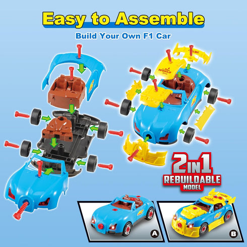 Pup Go 3 4 5 30 (4 Construction Toys for Kids Years, Take Apart Toy Racing Car, Pieces Building Toys with Electric