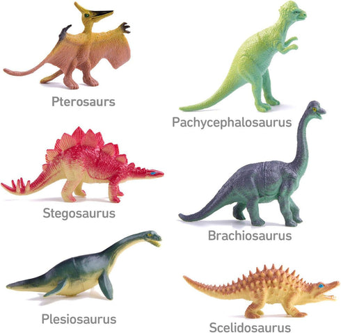 Dinosaurs Toys 12-Pack, 5" to 7" Realistic Dinosaur Figures with Book, Great Gift Set for Kids