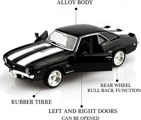 1/36 Scale Chevrolet 1969 Camaro SS Diecast Cars, Pull Back Vehicles, Cars Gifts for Boys Girls