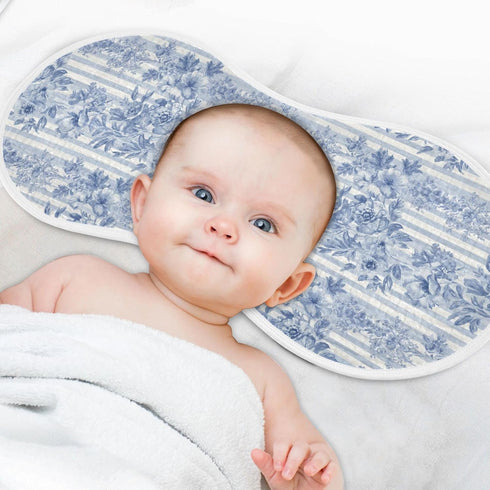 WELLDAY Set 1, 22 11 Inch Muslin Baby Burp Cloths of Soft Absorbent Blue Toile Watercolor Cotton Burping Cloth, Milk