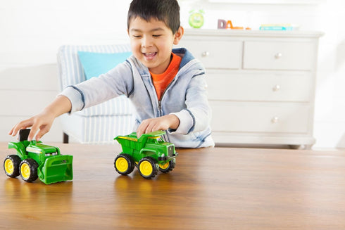 John Deere Vehicle Set - Dump Truck and Tractor Toy with Loader, Kids Outdoor Construction Toys, 6 Inches, 2 Count