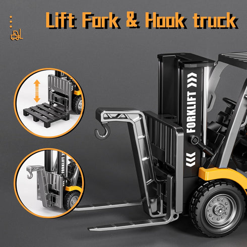 TOPMVP 1/64 Sounds,2 1 6-8 8-12 MINI RC Forklift Toy,Remote Control Forklift Truck with Lights & in Lift Fork & Hook