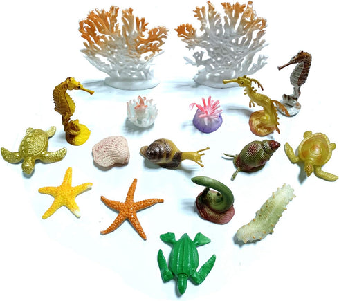 50 Pack Assorted Mini Vinyl Plastic Ocean Sea Animal Figures Toy Set, Realistic Under The Sea Life Figures