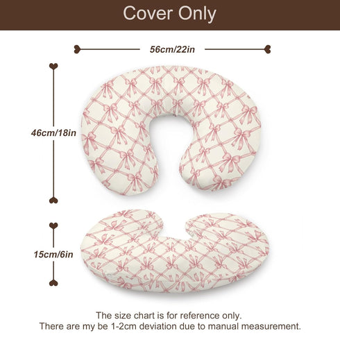 KuphiL10C Cute Bows Flowers Floral Pattern Nursing Pillow Cover, Unisex Bows Removable Breastfeeding Pillowcase