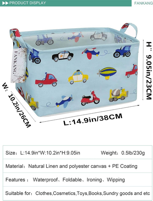 FANKANG Foldable Canvas Storage Basket, Waterproof PE Coating Nursery Hamper for Office, Bedroom, Clothes, Toys