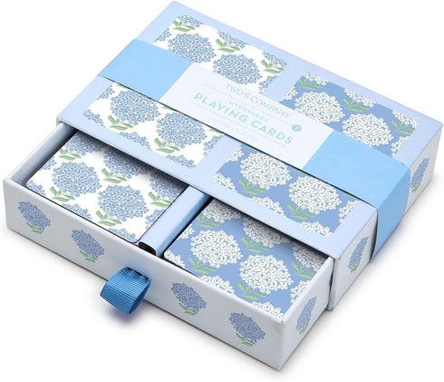 Two's Company Hydrangea Double Deck Textured Playing Cards - Gift Box with 2 Colorways, 52 Cards Each