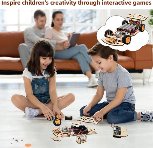ScienSta 8-12Engineering 8-12 Self-Centering Steering Remote Control CarSTEM Projects for Kids Ages kit, DIY rc car